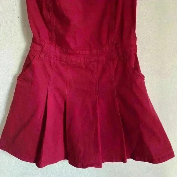 Hausen Malia Romper Dress Strapless Pleated Cranberry Red Playful Coquette L - Picture 4 of 13